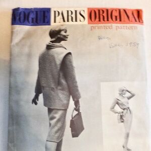 1957 Vintage VOGUE PARIS Original 1396- SEWING PATTERN Dress & Jacket COMPLETE